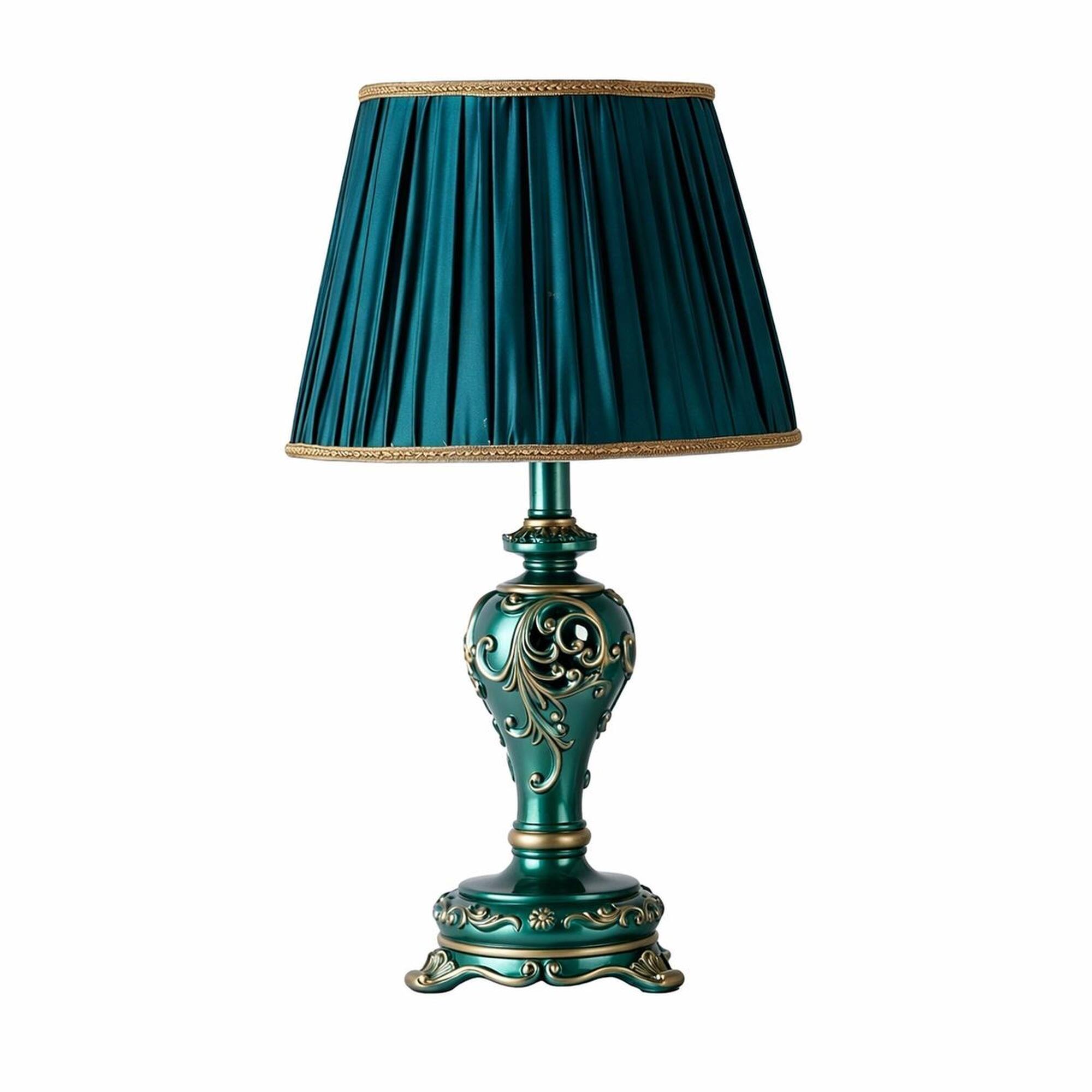 Front. RYHNUYNE - Farmhouse Table Lamp with Nightlight, Vintage Dark Green Hollow Resin Accent Lamp for Living Room, Bedroom, End Table - Dark Green.