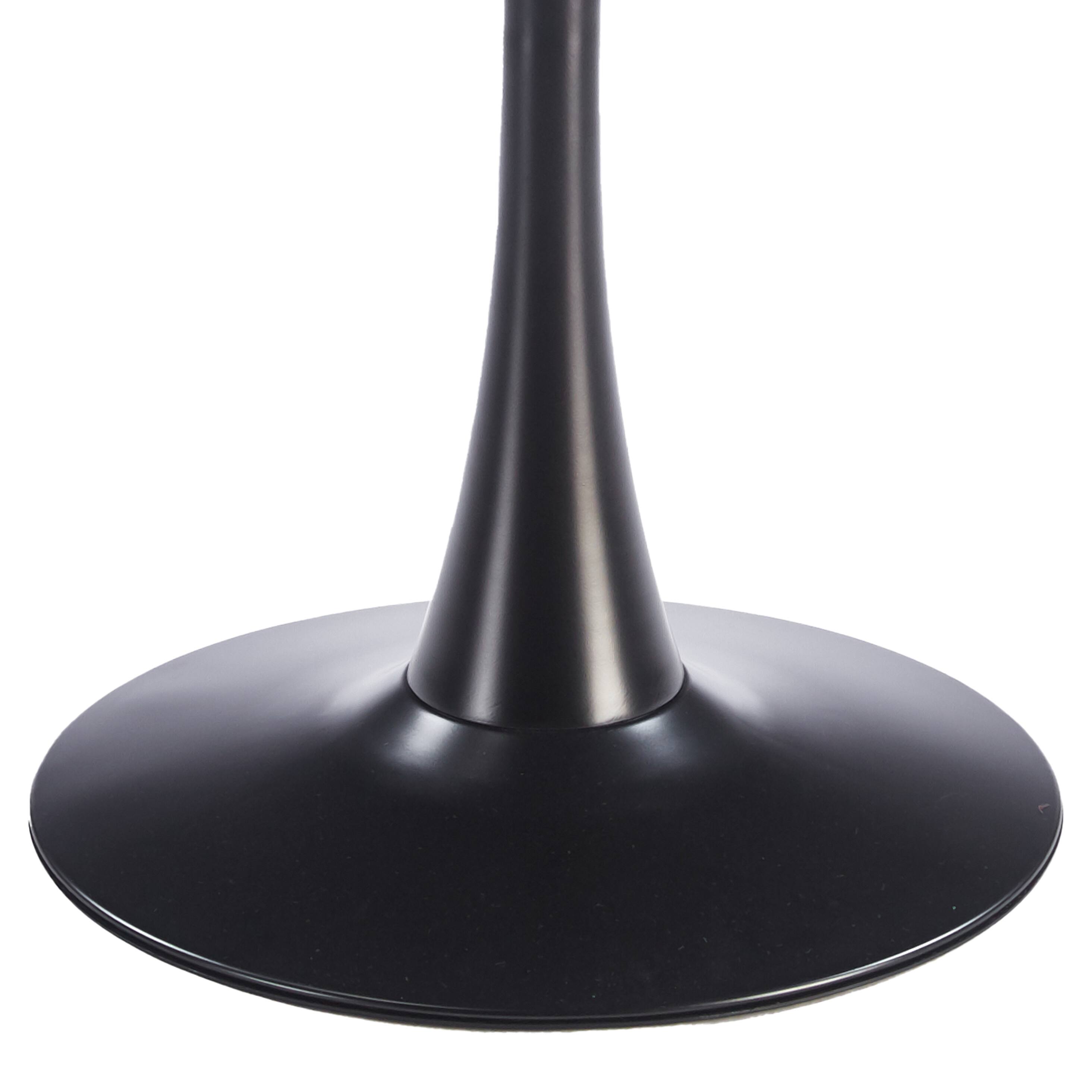 Alt View 4. LeisureMod - Bristol 31" Mid-Century Modern Round Pedestal Dining Table - Glossy MDF/Stone Top for Kitchen & Cafe - Beveled - Marbled White.
