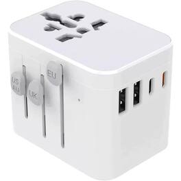 Schertz - Universal Travel Adapter w/ PD Fast Charge, 5-Port US/EU/UK/AU Plug – - White