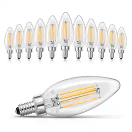 VEVOR - LED Candelabra Bulbs, 12-Pack Dimmable Chandelier Light Bulbs, Vintage Clear Glass Candle Light Bulb - Transparent+Orange+Silver