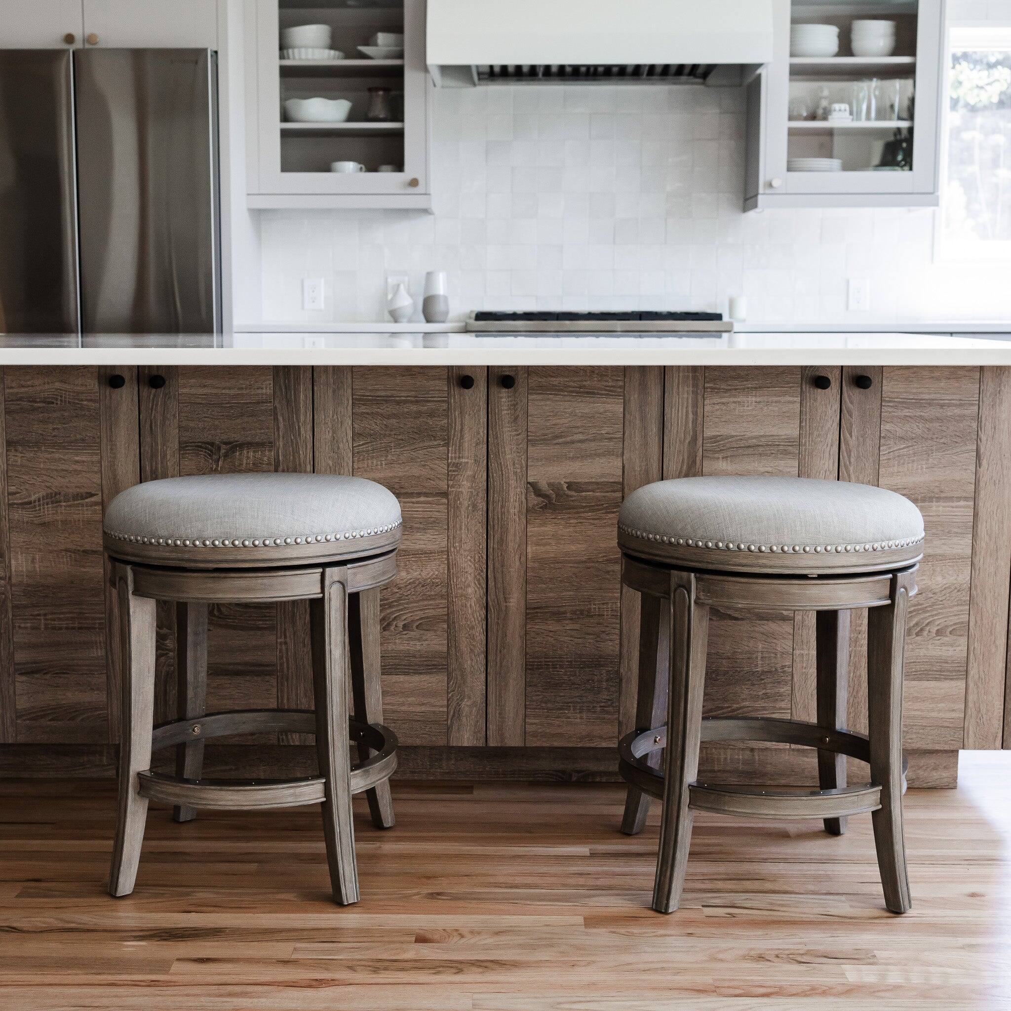 Angle. Maven Lane - 26" Alexander Backless Counter Stool in Reclaimed Oak Finish with  Fabric Upholstery - Reclaimed Oak.