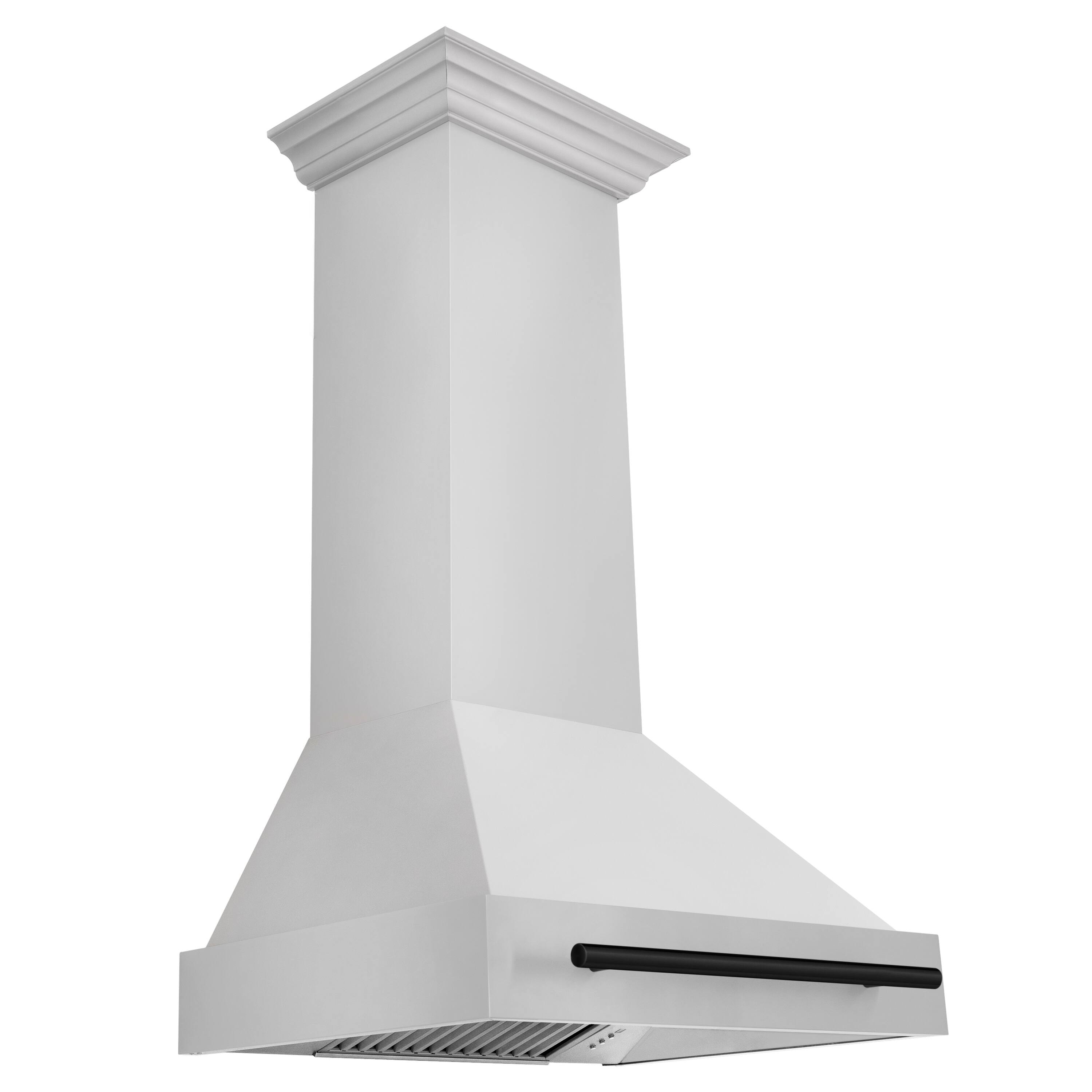 Left. ZLINE - ZLINE Autograph Edition 30 in. Stainless Steel Range Hood with Stainless Steel Shell and Matte Black Handle - Stainless Steel.