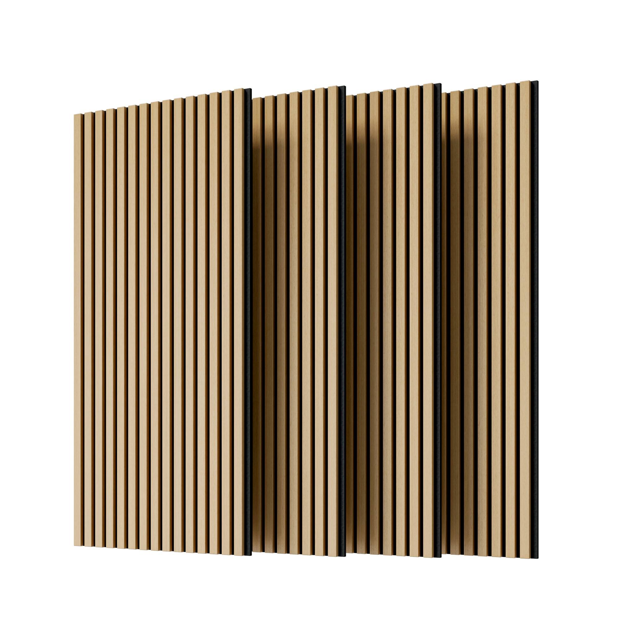 Front. Boyel Living - 4-Pack 23.62-in x 45.27-in Natural 3D Fluted Acoustic Slat Wall Panel - Natural.