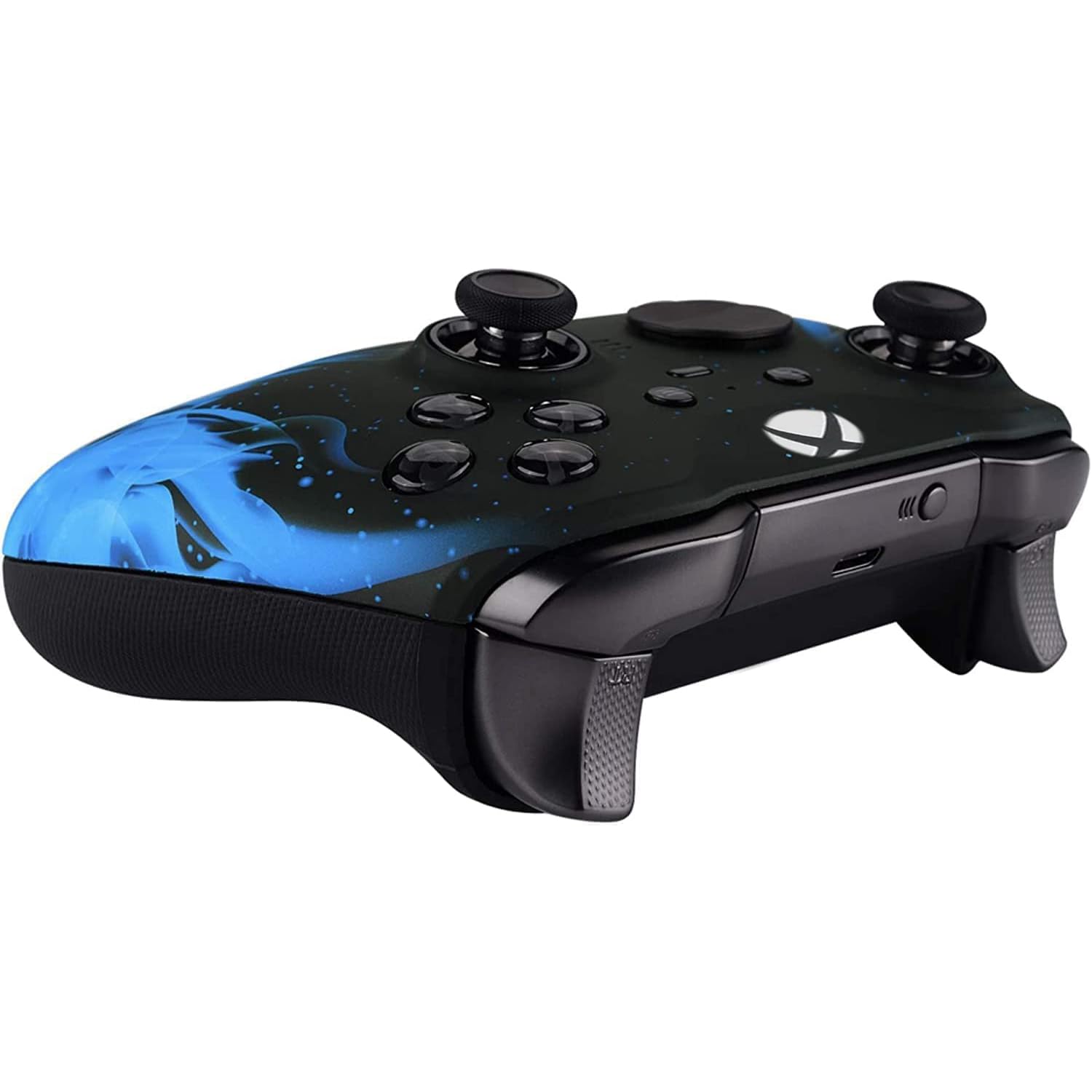 Back. Custom Controllerzz - Custom Elite Series 2 Wireless Controller for Xbox Series X, Xbox Series S, Xbox One - Blue Flame.