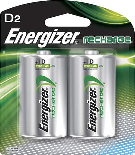 Energizer - NH Rechargeable D Batteries (2-Pack) - Larger Front