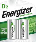Energizer - Rechargeable D Batteries (2 Pack), D Cell Batteries