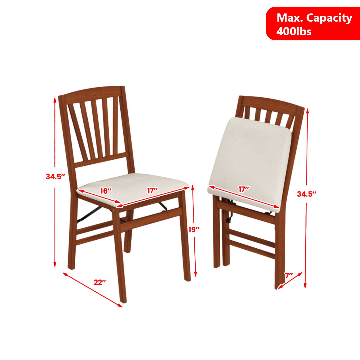 Max. Capacity 400lbs  
34.5"  
16"  
17"  
17"  
34.5"  
19"  
22"  
7"