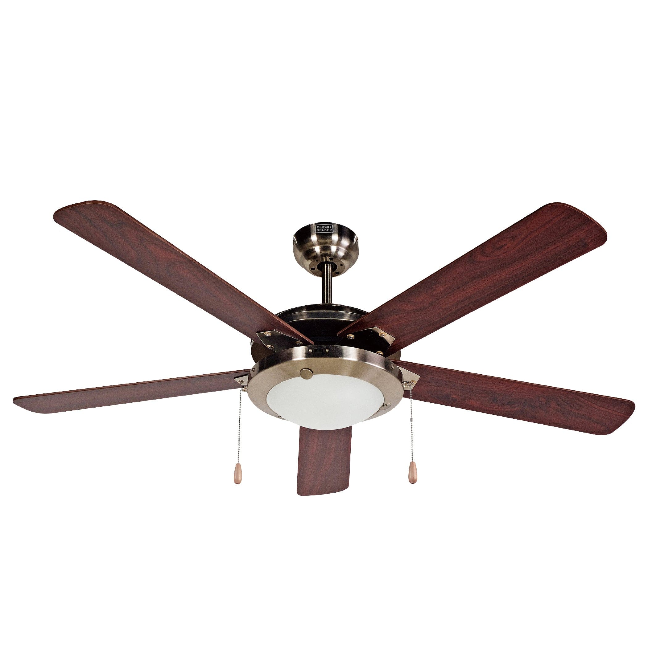 Black+Decker - 52 inch 5 Blade Retractable Ceiling Fan - Brown