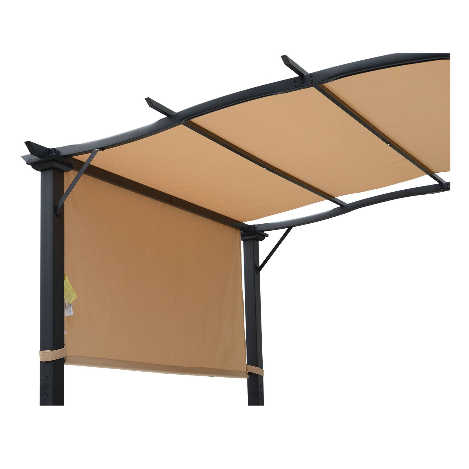 Alt View 5. Outsunny - 8' x 10' Retractable Pergola Canopy Steel Frame Polyester Fabric Gazebo with Retractable Canopy Shade Awning - Khaki.