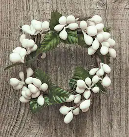 BreeBe - Mini Pip Berry Ring Snow White 1" - White, Brown, Green