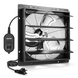 VEVOR - 20 in Shutter Exhaust Fan Wall-Mount Automatic Louvers Variable Speed, Sturdy Steel Housing, Low Noise, AC Motor - Black