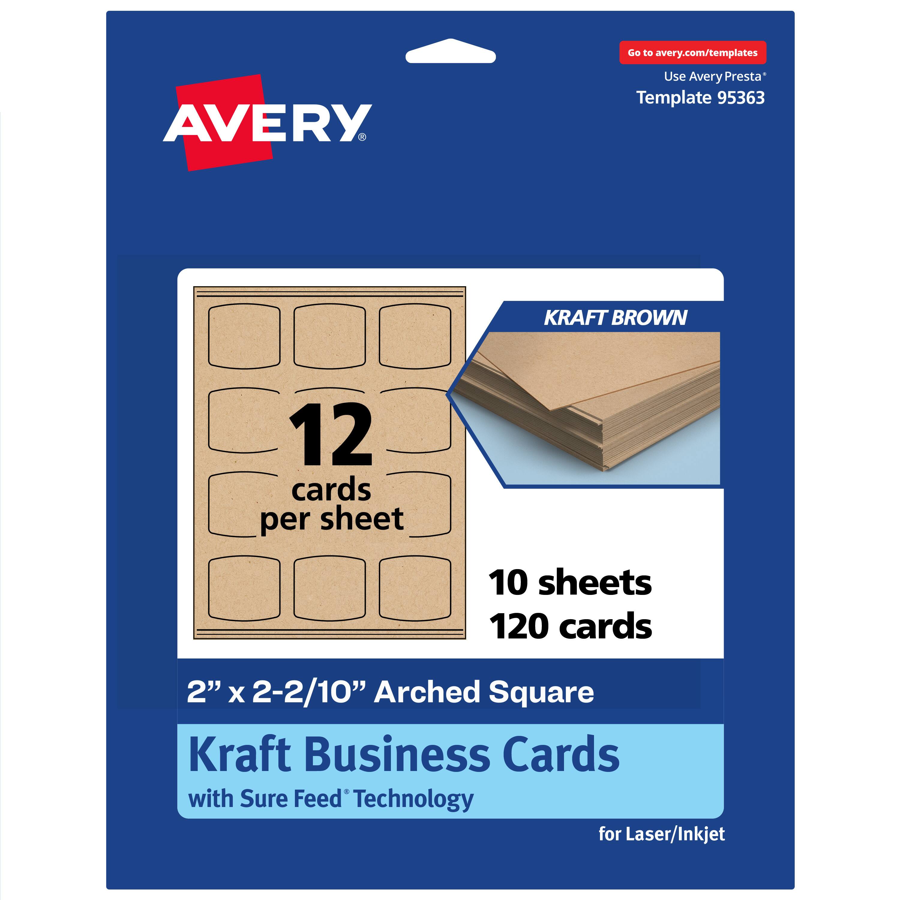 "Avery - Arched Business Cards, 2"" x 2-2/10"", Kraft 120 Total - Brown" price history on PriceWatchPro