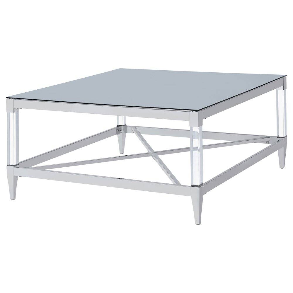 Alt View 4. Coaster Co. of America - Lindley Square Tempered Mirror Acrylic Coffee Table Chrome - Silver.