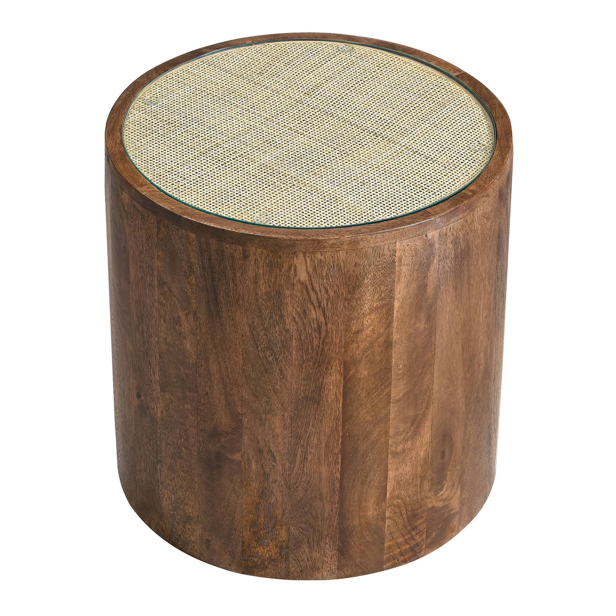 Alt View 2. Modway - Truett Round Wood Rattan Side Table by Modway - Walnut.