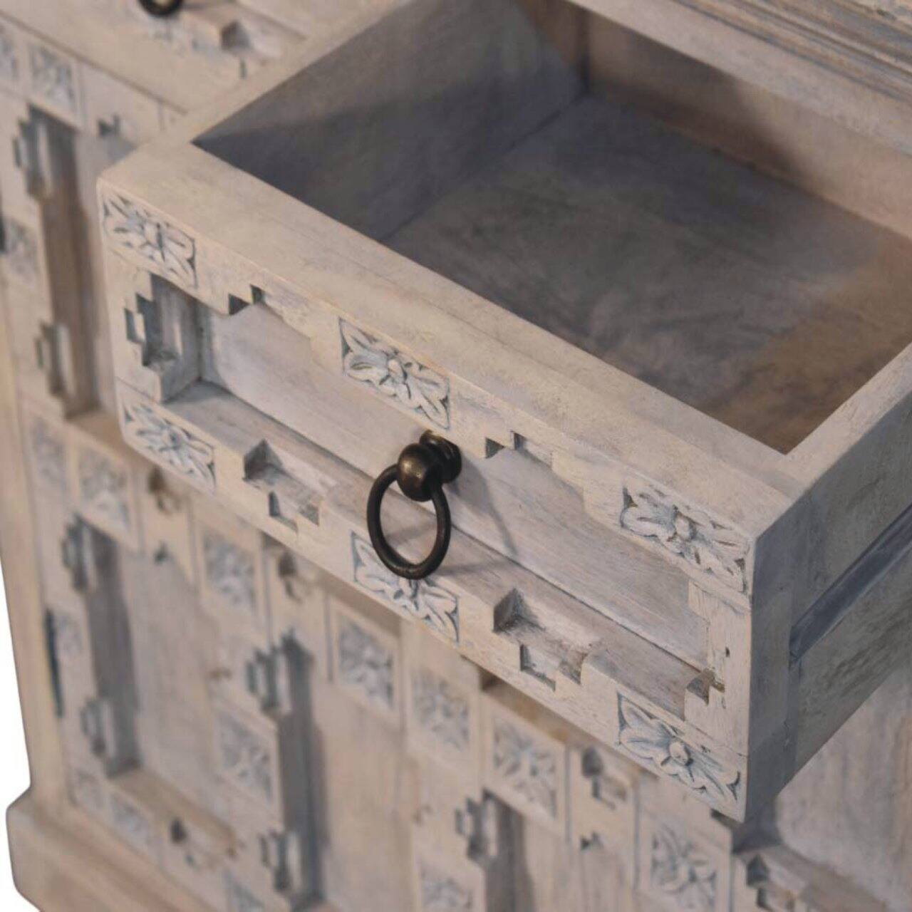 Alt View 5. Artisan Furniture - Artisan Furniture Solid Wood Jaipur Lattice Sideboard - Grey.