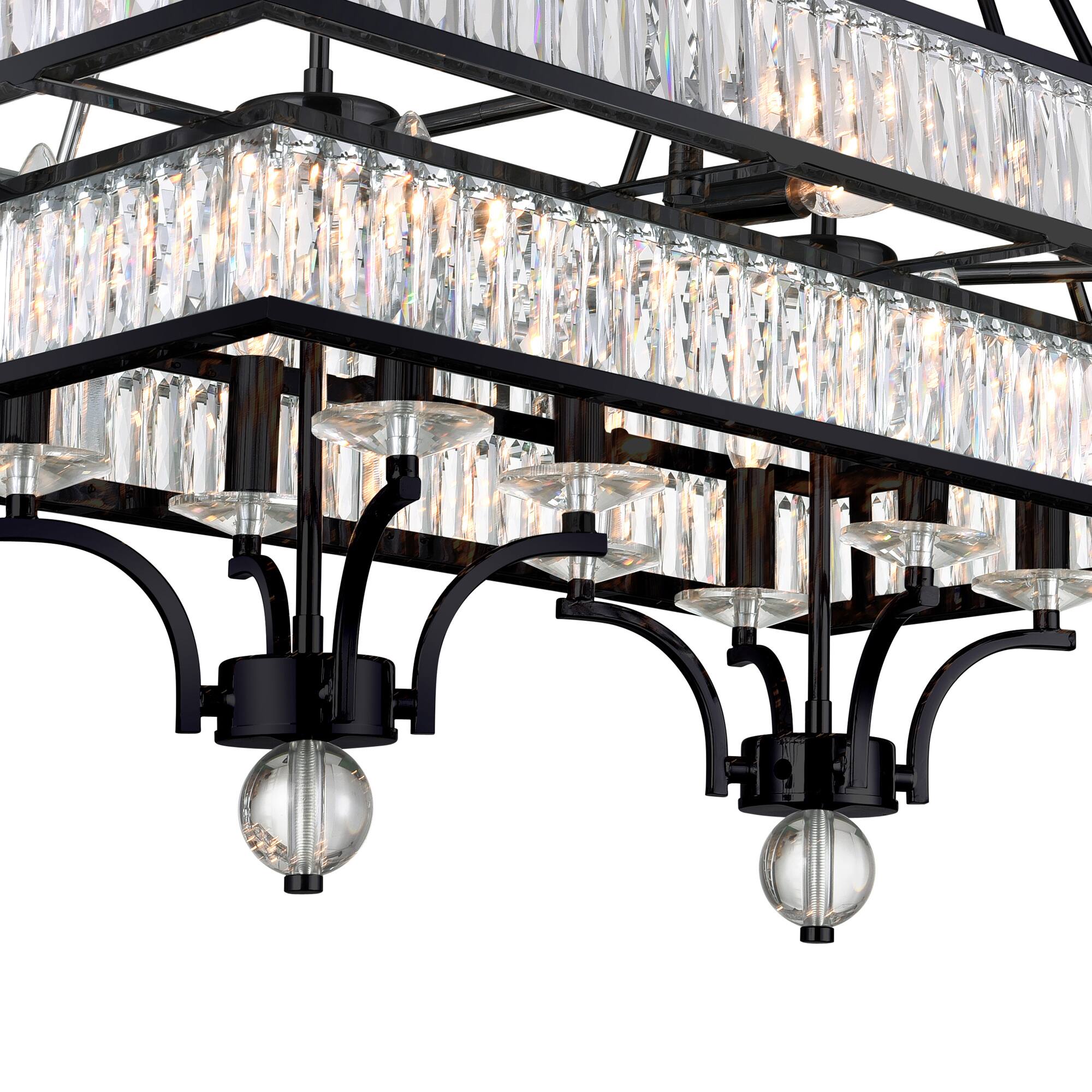 Back. CWI Lighting - Shalia 16 Light Island Chandelier With Black Finish - Black.