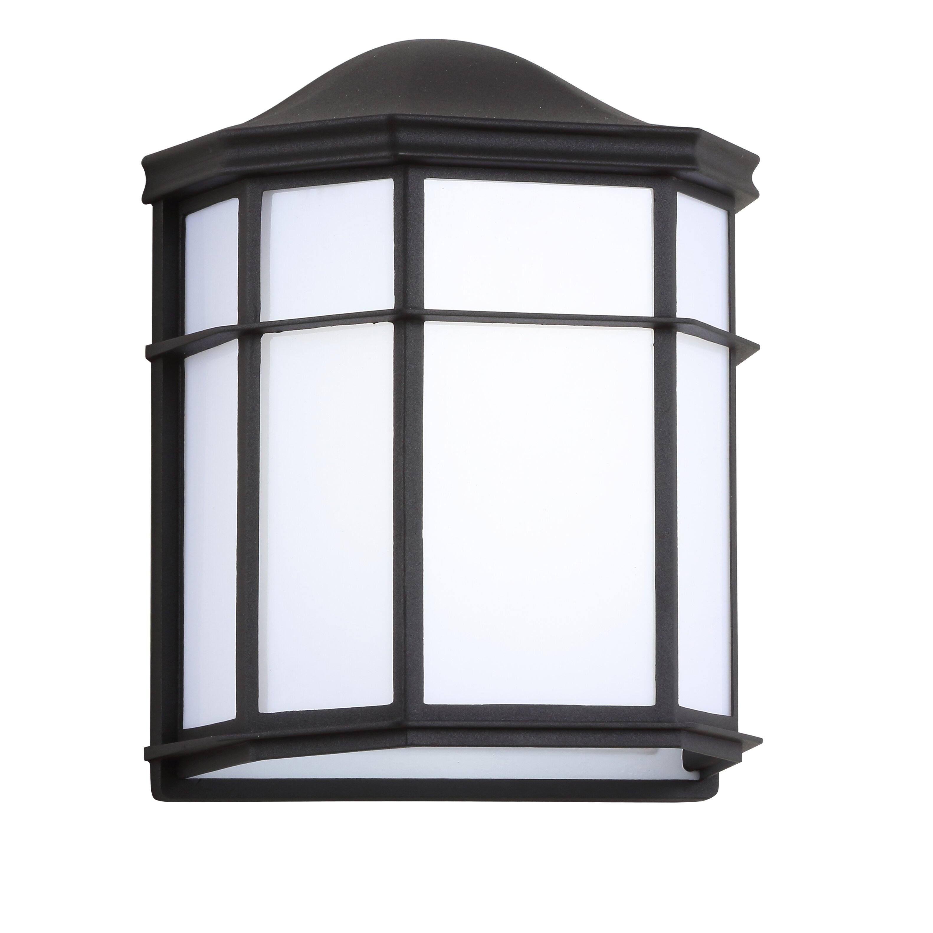 Alt View 4. Jonathan Y - Henry 7.75" Outdoor Frosted Acrylic/Metal Integrated LED Wall Sconce, Black/White - Black/White.