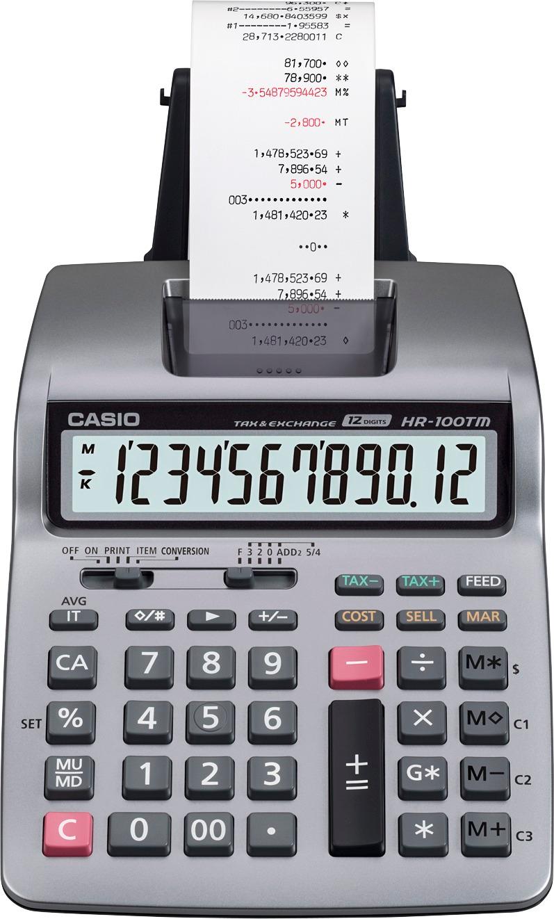 Printing Calculator Casio HR100TM 12-Digit 2-Color Desktop U