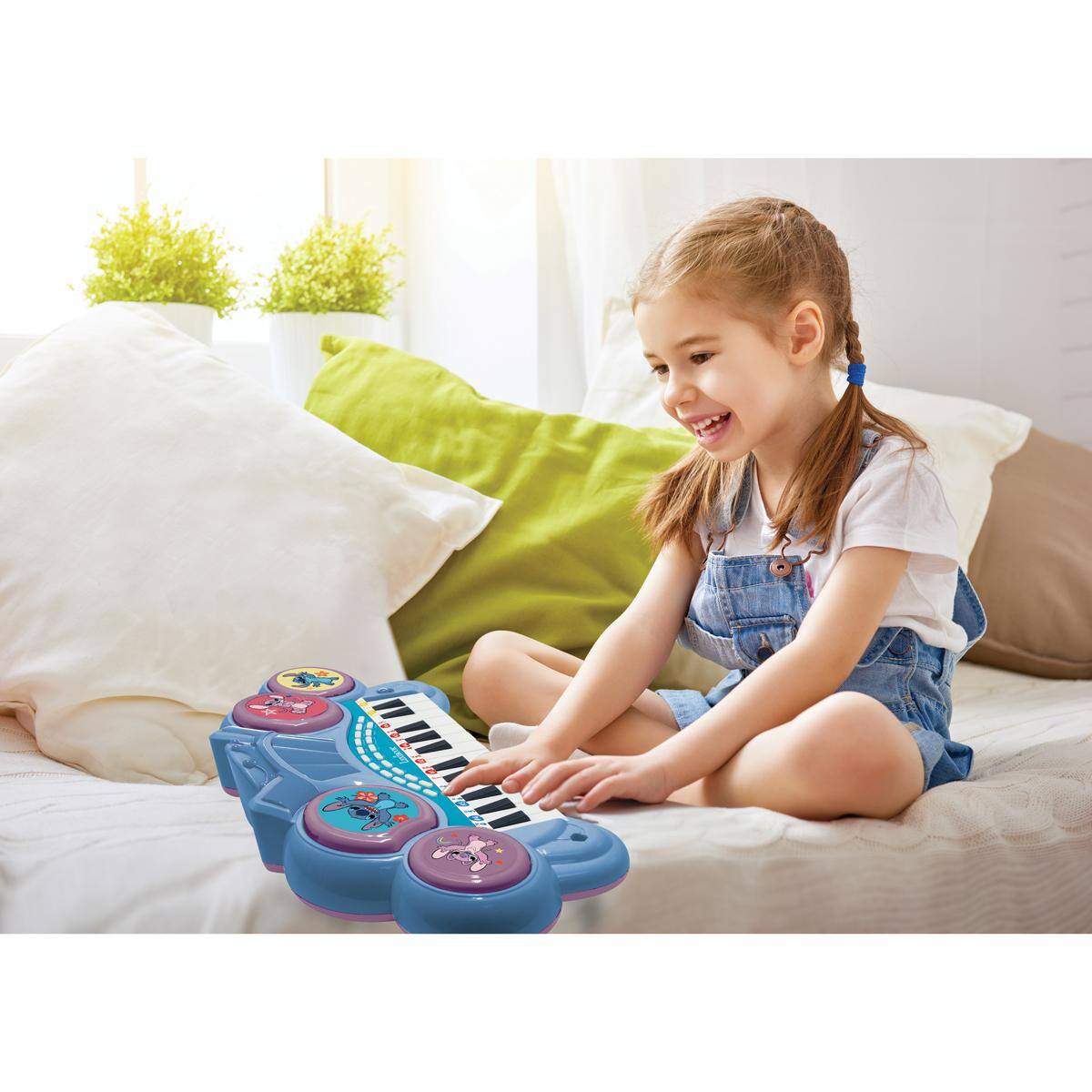 Alt View 5. Lexibook - DISNEY Stitch Electronic keyboard with seat and microphone, 24 lighting keys to teach music and Aux-in cable.
