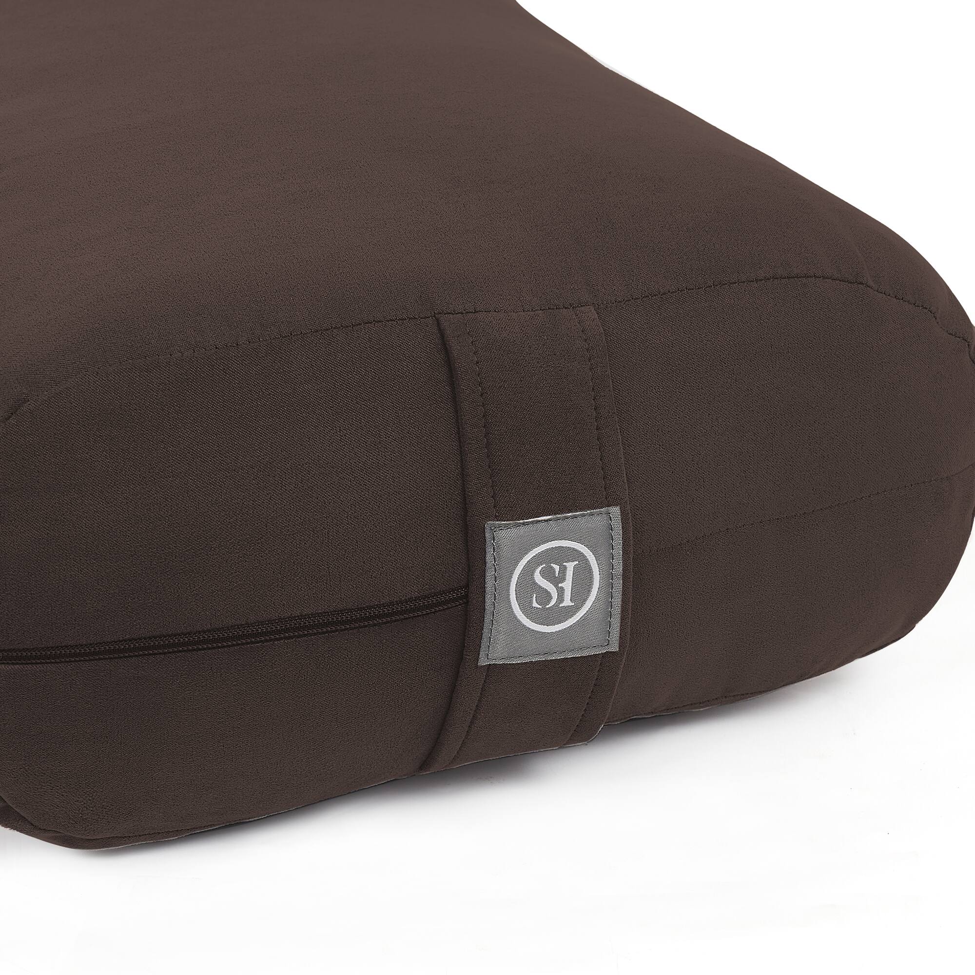 Alt View 1. Sweet Home Collection - Yoga Bolster Pillow Meditation Pillow w/Washable Cover & Carry Handle - Chocolate.