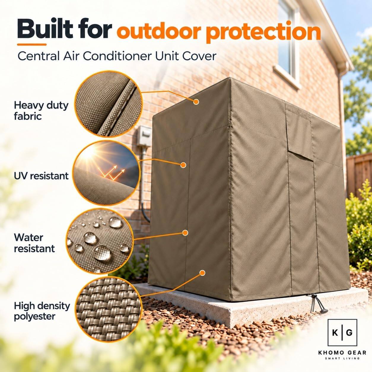 KHOMO GEAR Air Conditioner Cover for Outside Units Waterproof, Central ...
