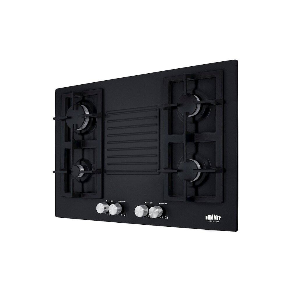 Angle. SUMMIT - 30" Wide 4-Burner Gas Cooktop - Black.