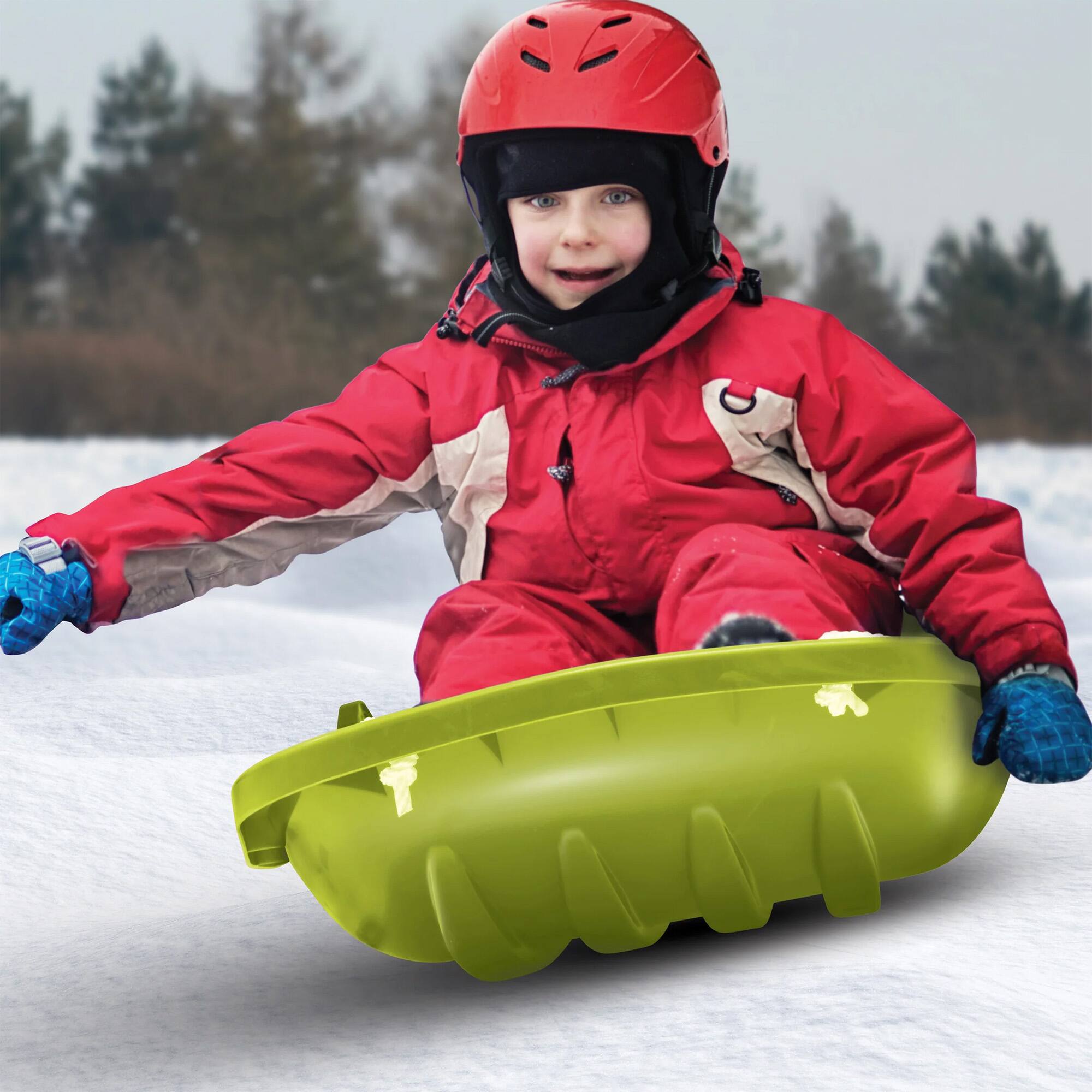 Alt View 5. Snow Joe - Snow Joe Plastic Snow Sled, 48” Sledding Toboggan Board w/ Handles, SJ-SLD48-GRN - Green.