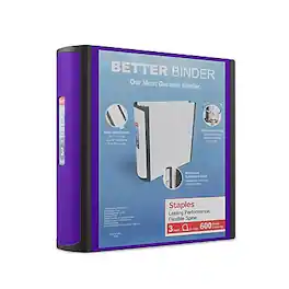 Staples - 3" 3-Ring Better Binder, D-Ring - Purple