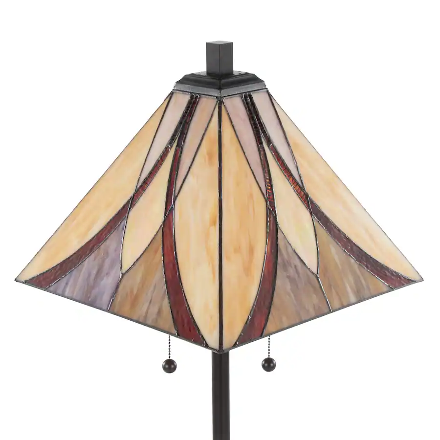 Loheer Oil Rubbed Bronze Floor Lamp 63 Inch with Brown Cream Glass ...