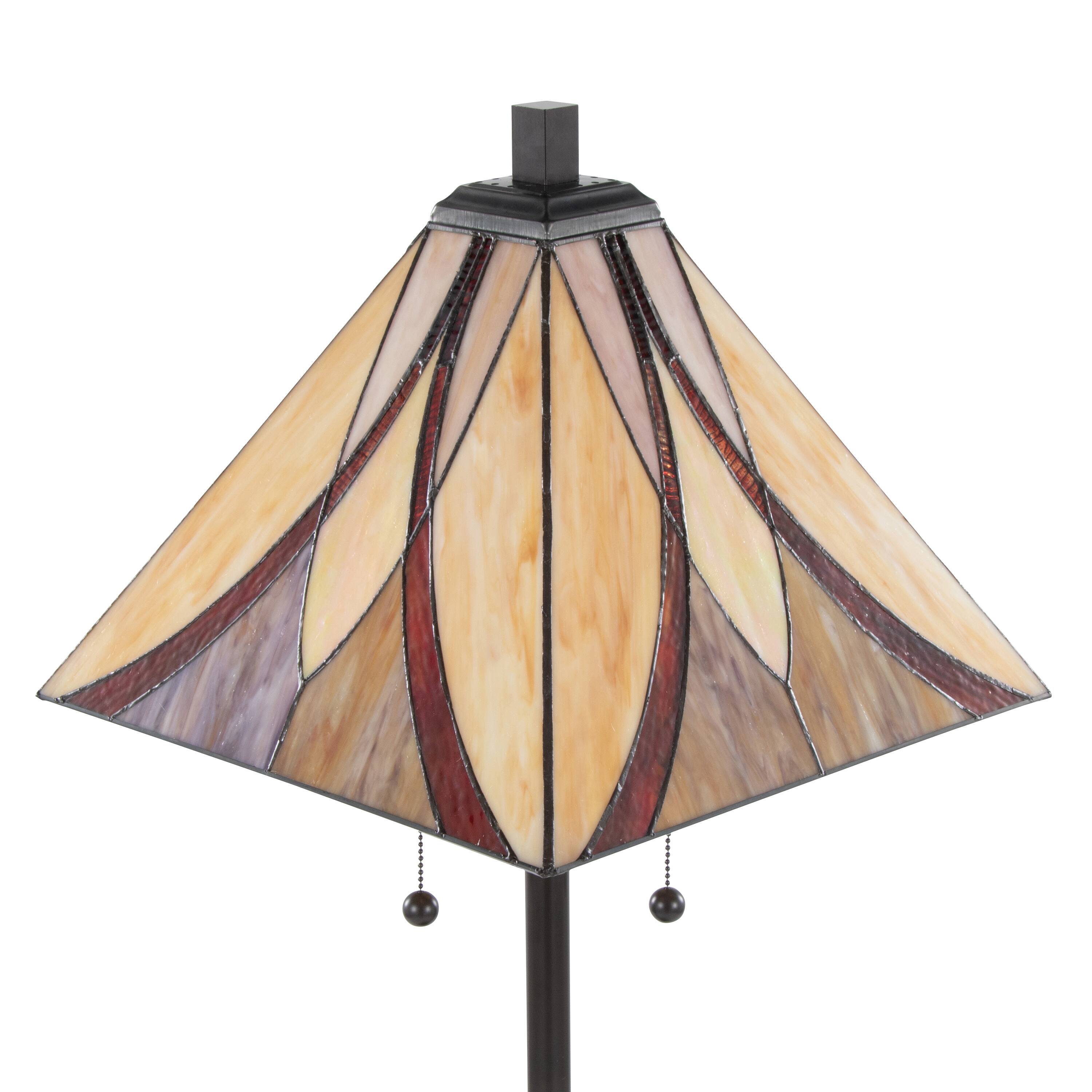 Alt View 1. Loheer - Loheer Oil Rubbed Bronze Floor Lamp 63 Inch with Brown Cream Glass Shade Traditional Bedroom Lighting - Bronze,Brown,Cream.