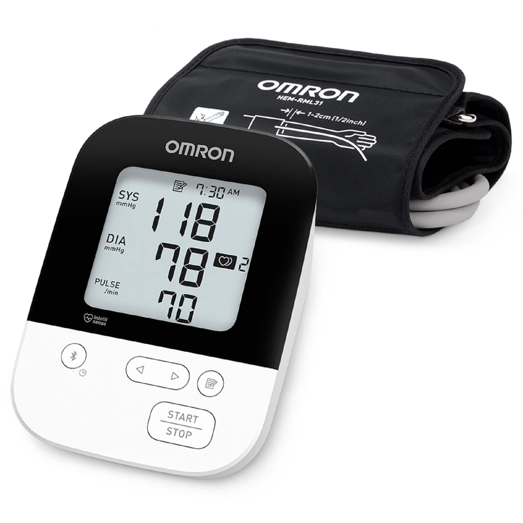 Left. Omron - 5 Series - Wireless Upper Arm Blood Pressure Monitor - White/Black.