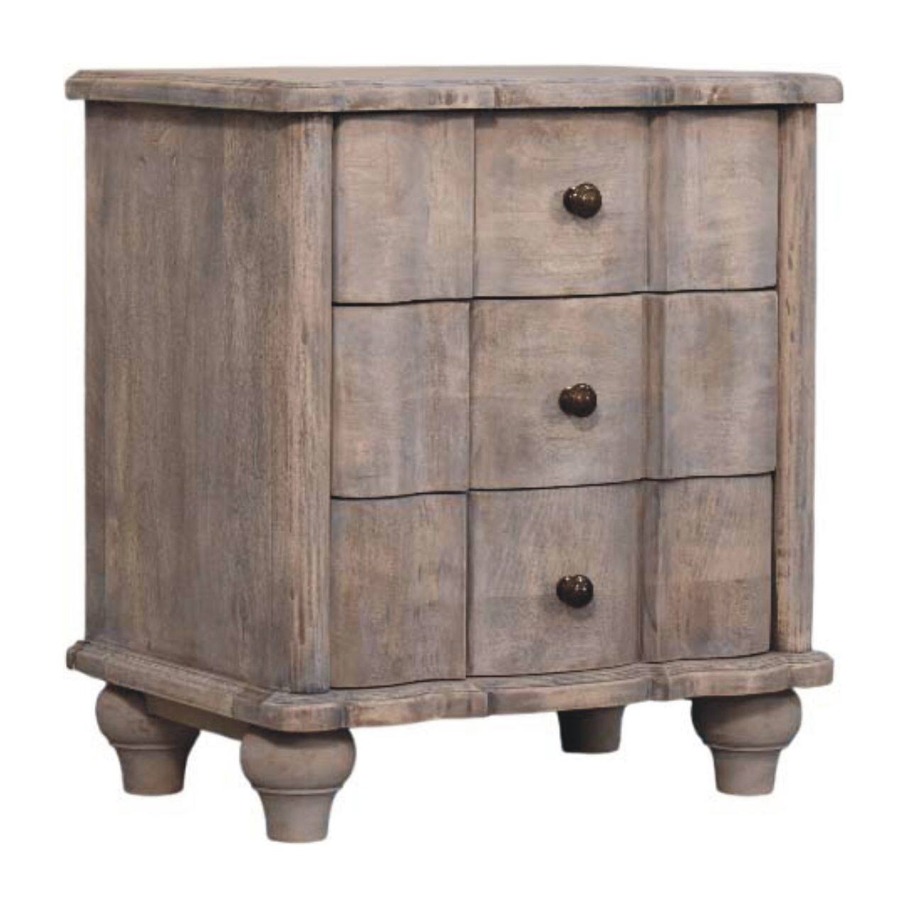 Angle. Artisan Furniture - Artisan Furniture Solid Wood Beaumont Curved Nightstand - Grey.