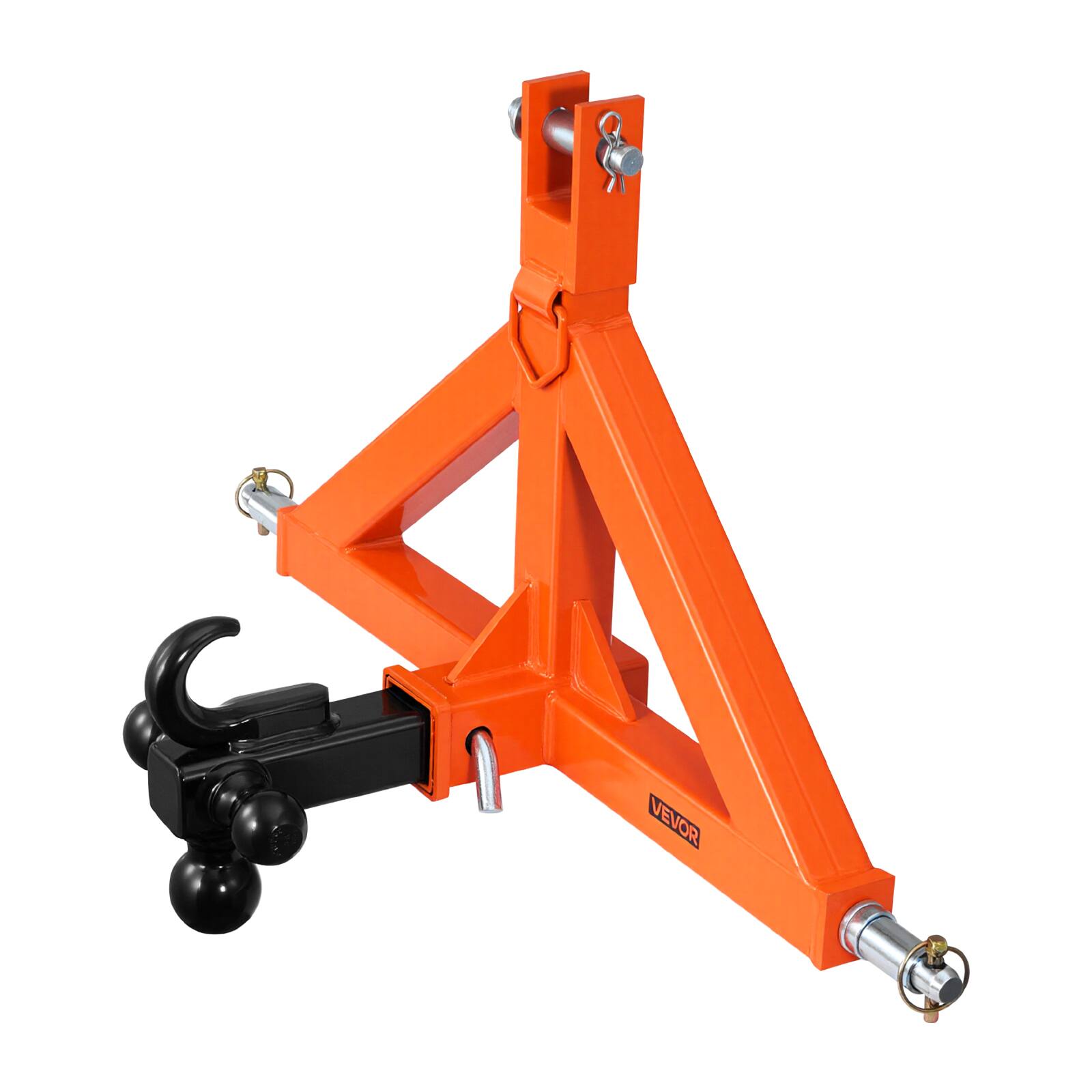 Alt View 5. VEVOR - 3 Point Trailer Hitch with 2" Receiver, 3 Pt Quick Hitch Attachment with 3 Trailer Balls, Tractor Tow Drawbar Adapter - Orange.
