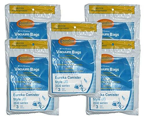 MUST FOR ALLERGY SUFFERERS  
314 EnviroCore TECHNOLOGIES Micro Filtration Vacuum Bags  
MUST FOR ALLERGY SUFFERERS  
EnviroCore TECHNOLOGIES Micro Filtration Vacuum Bags  
Eureka Canister Style UB 3530 series 3
