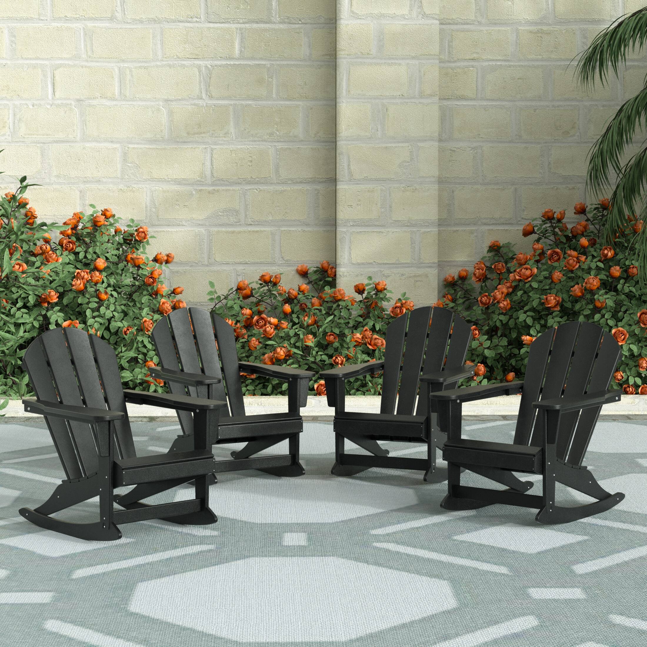 Angle. WestinTrends - WestinTrends Malibu Outdoor Patio Porch Rocking Adirondack Chair (Set of 4) - Black.