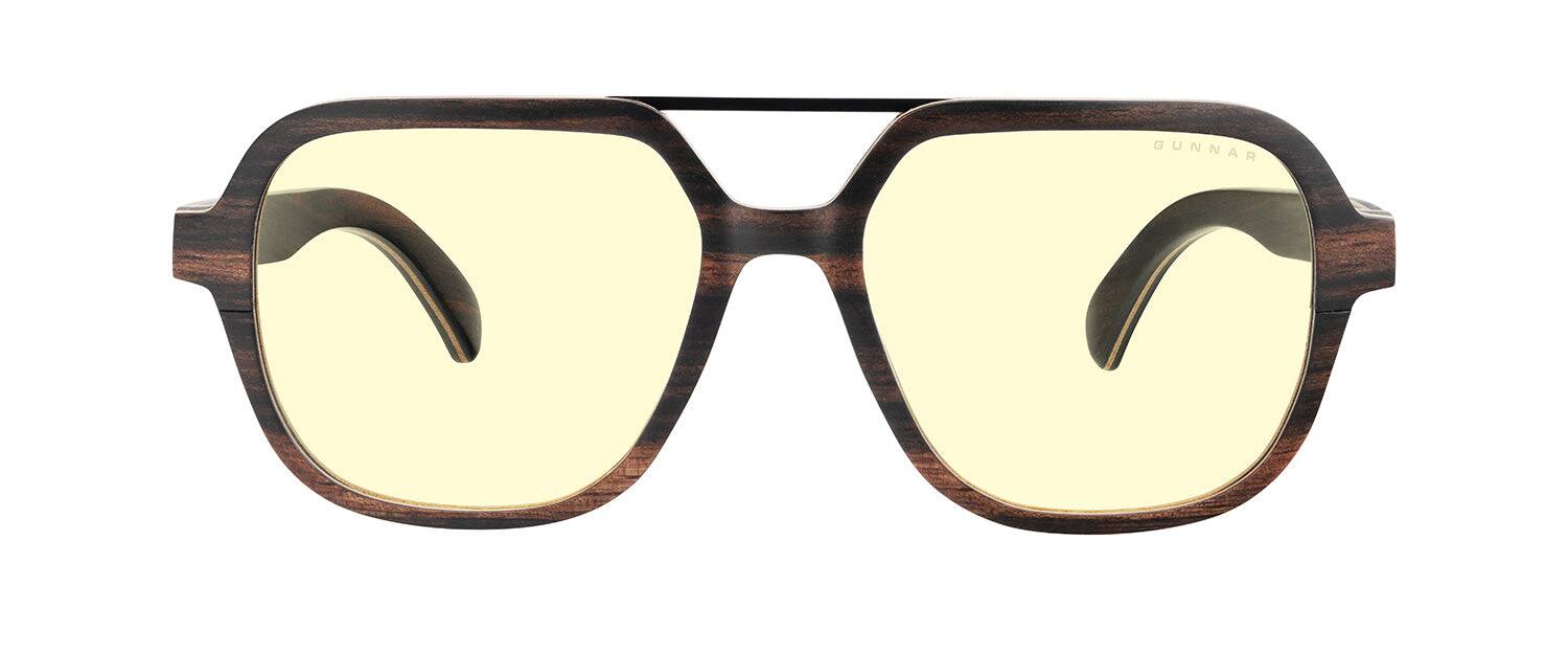 Front. GUNNAR - Humboldt Amber 65% Blue Light Blocking Glasses - Ebony - Amber.