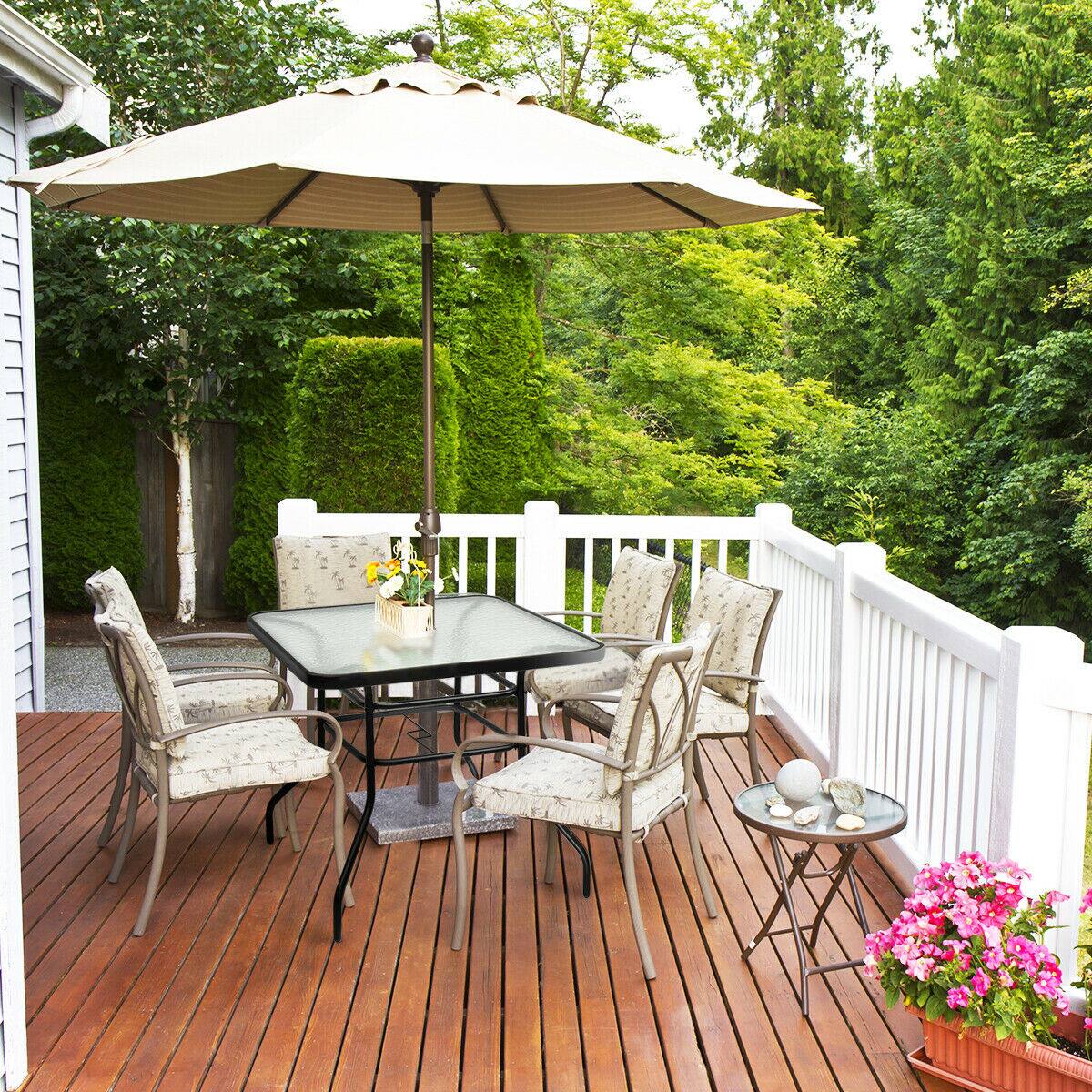 Alt View 4. Costway - Costway 32'' Patio Square Table Tempered Glass Steel Frame Outdoor Pool Yard Garden - Black.