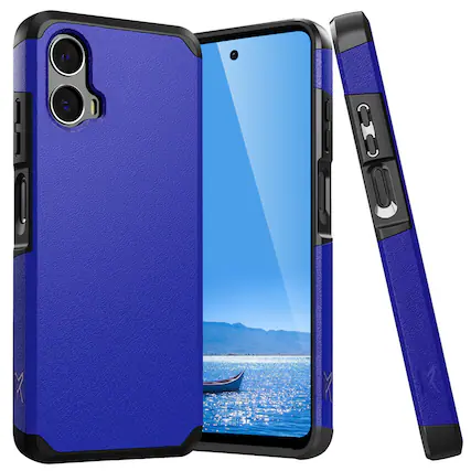 Front. Equipd - Phone Case for Moto G Stylus 5G 2024 (6.7"), Rugged Shockproof Hybrid Protective Cover - Blue.