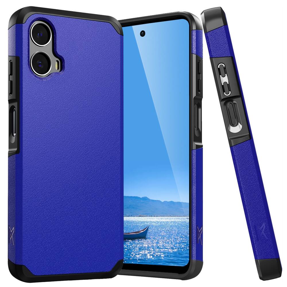 Front. Equipd - Phone Case for Moto G Stylus 5G 2024 (6.7"), Rugged Shockproof Hybrid Protective Cover - Blue.