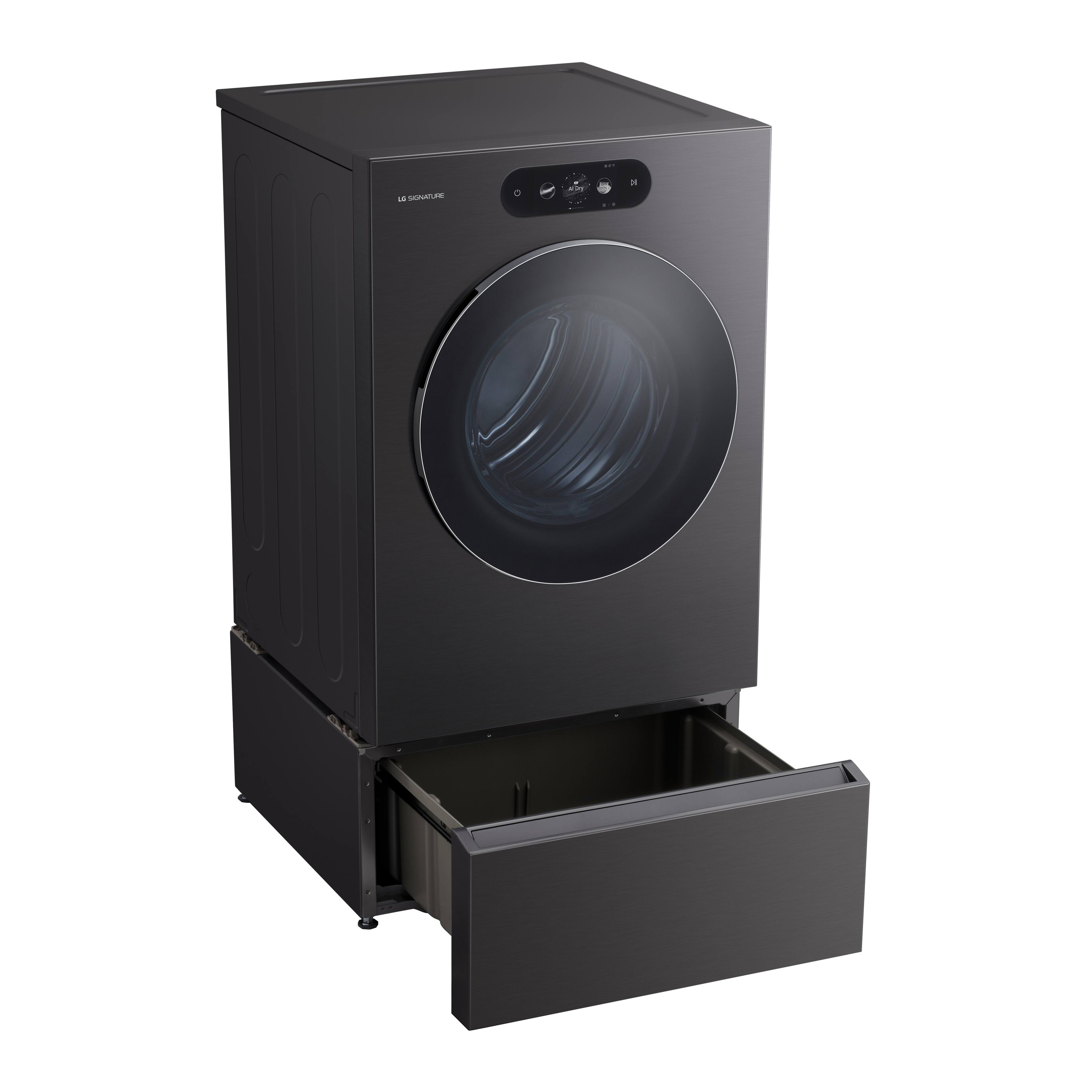 Alt View 6. LG - SIGNATURE 29" Laundry Pedestal with Storage Drawer - Brushed Black Steel.