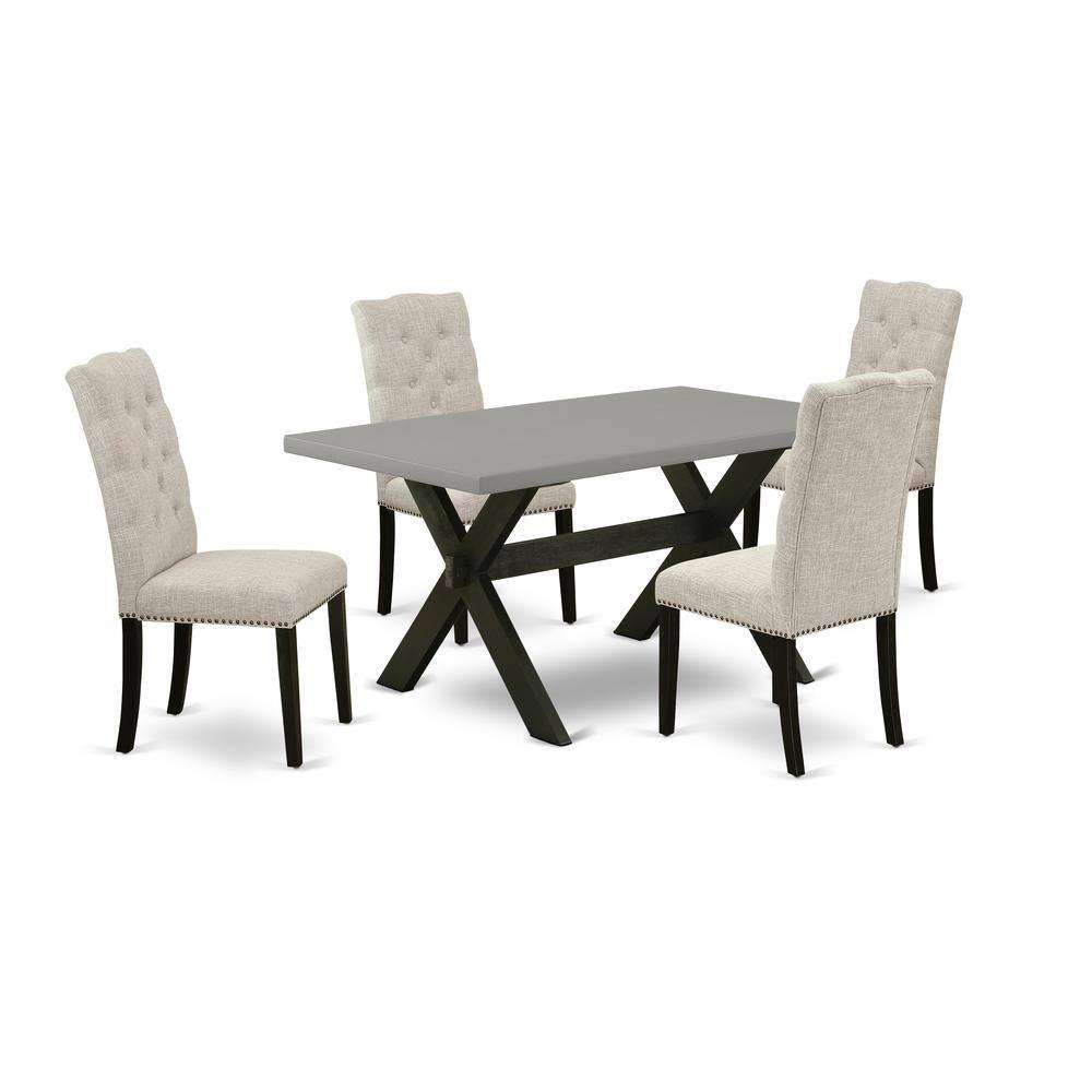 Left. East West Furniture - East West Furniture 5-Piece Dining room Set Included 4 Kitchen Dining chairs Upholstered Seat and High Button Tufted - Multi-Color.