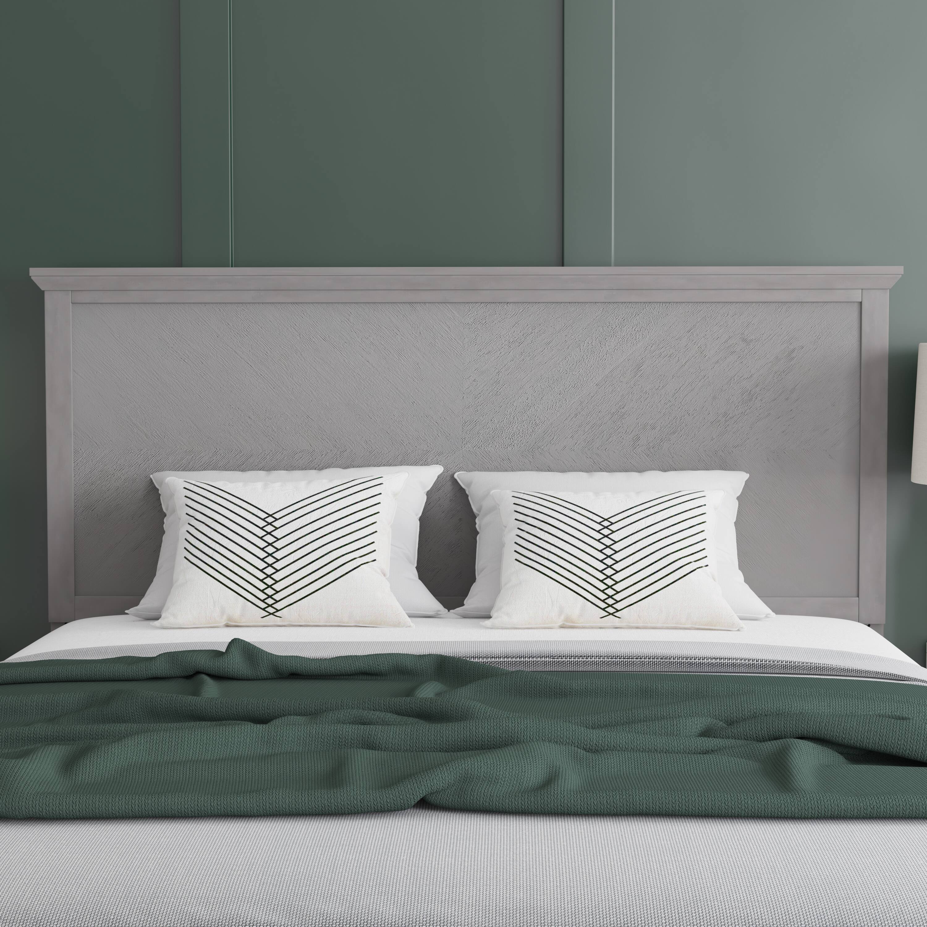Alt View 3. Emma + Oliver - Frenti Herring Bone Wooden Adjustable Headboard Only - Gray Wash.