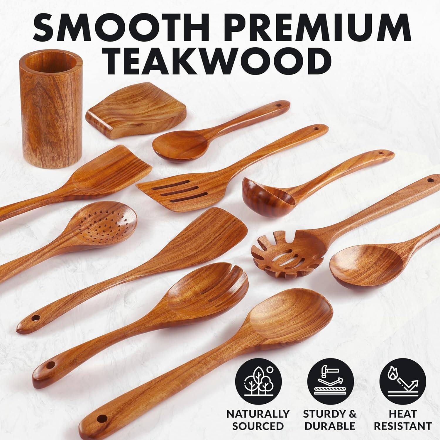 SMOOTH PREMIUM TEAKWOOD

NATURALLY SOURCED  
STURDY & DURABLE  
HEAT RESISTANT