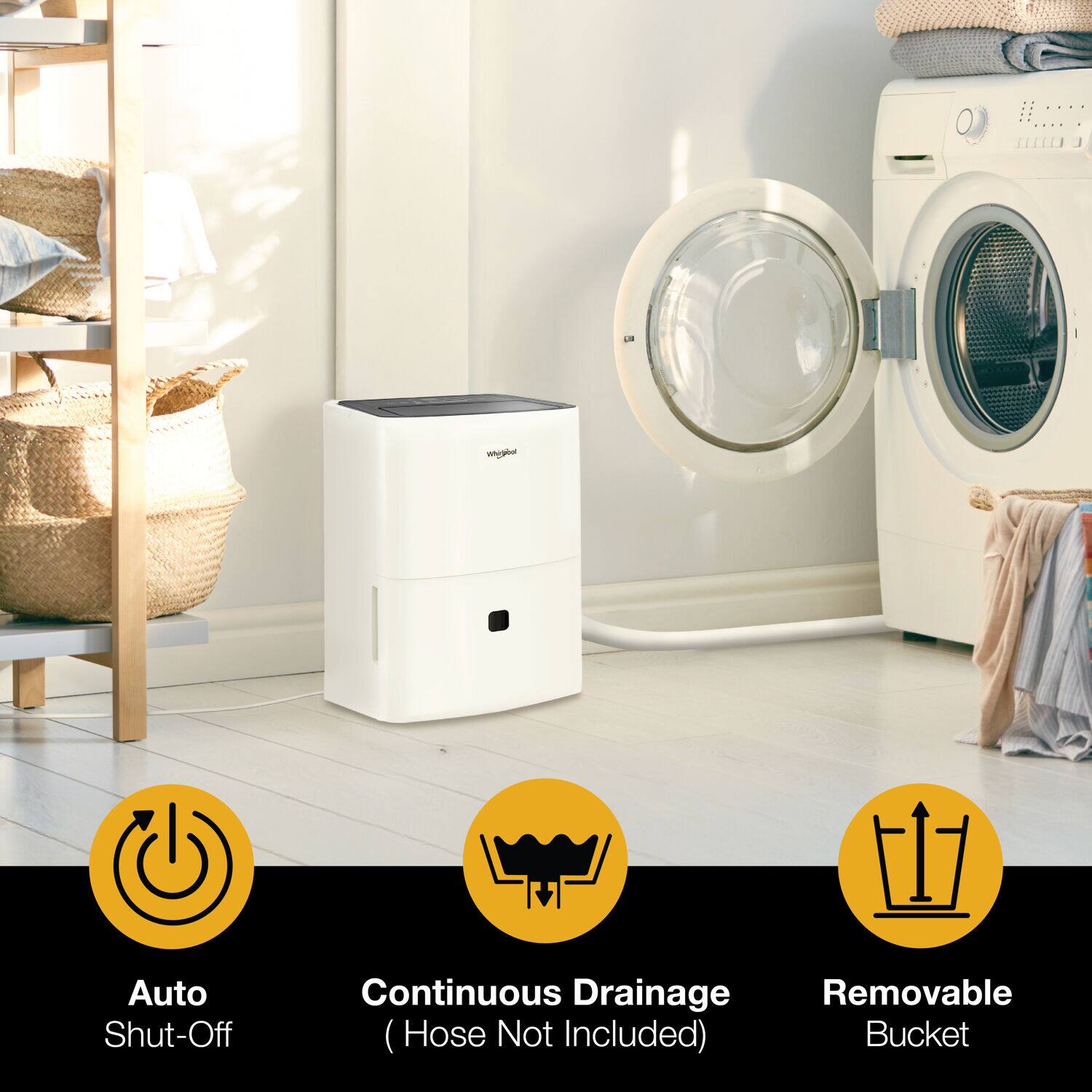 Luggable Auto Shut-Off Continuous Drainage (Hose Not Included) Removable Bucket