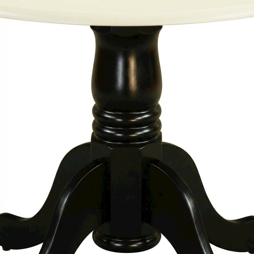 Alt View 2. FurniFact - Linen White Drop Leaf Round Table - White/Black.
