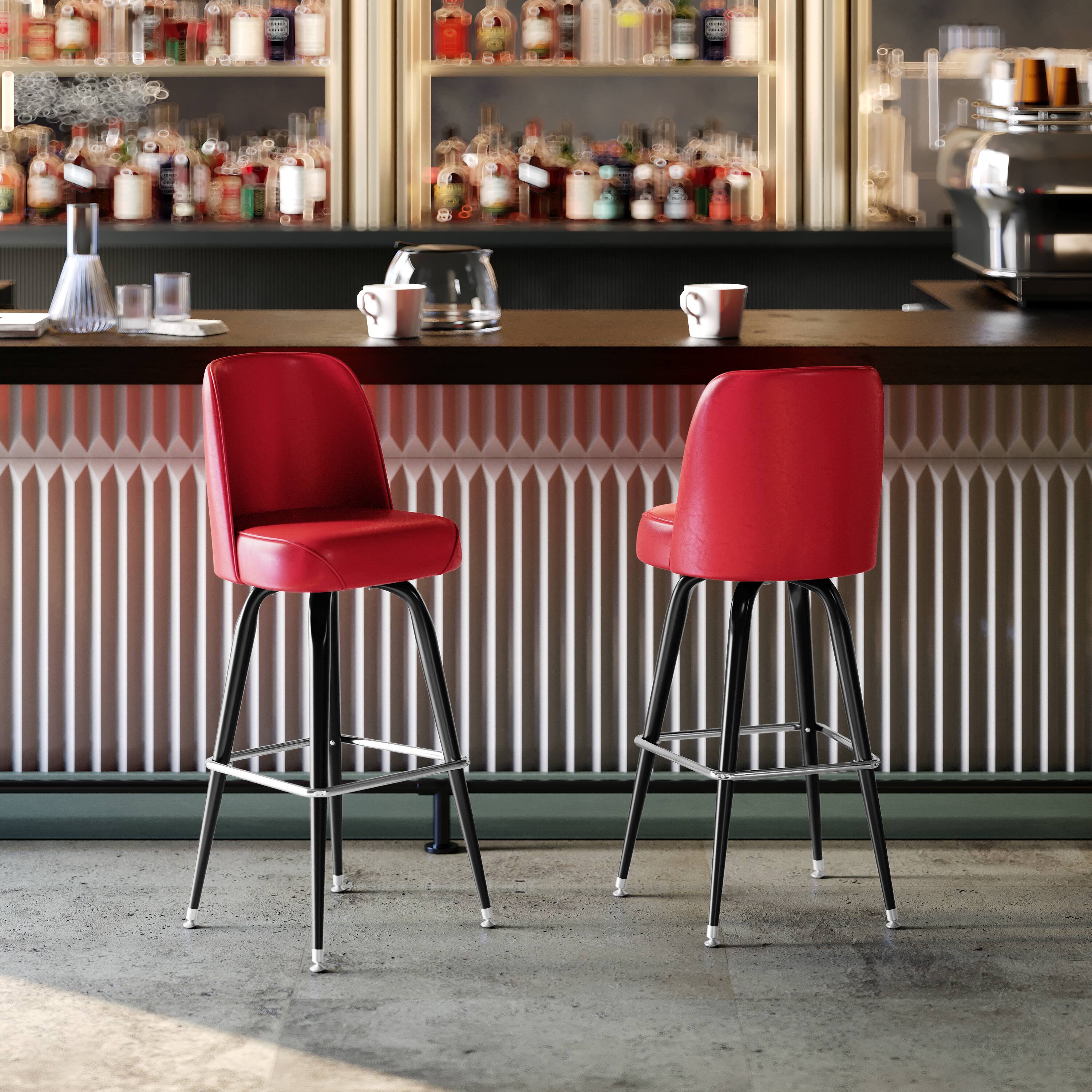 Alt View 2. Flash Furniture - James Commercial Grade Metal Barstool with Red Swivel Bucket Seat - Red.