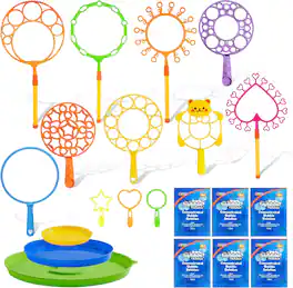 Joyfy - 21 Pcs Giant Bubble Wands Set with Tray, Bubble Maker Wands Bulk with Assorted Shapes for Kids Toddlers Summer Outdoor