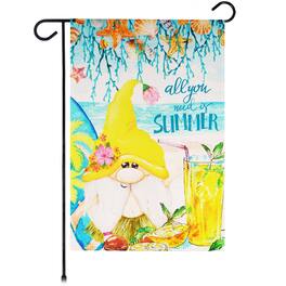 G128 - Summer Gnome Garden Flag 12 x 18 in Blockout Polyester - Assorted Colors