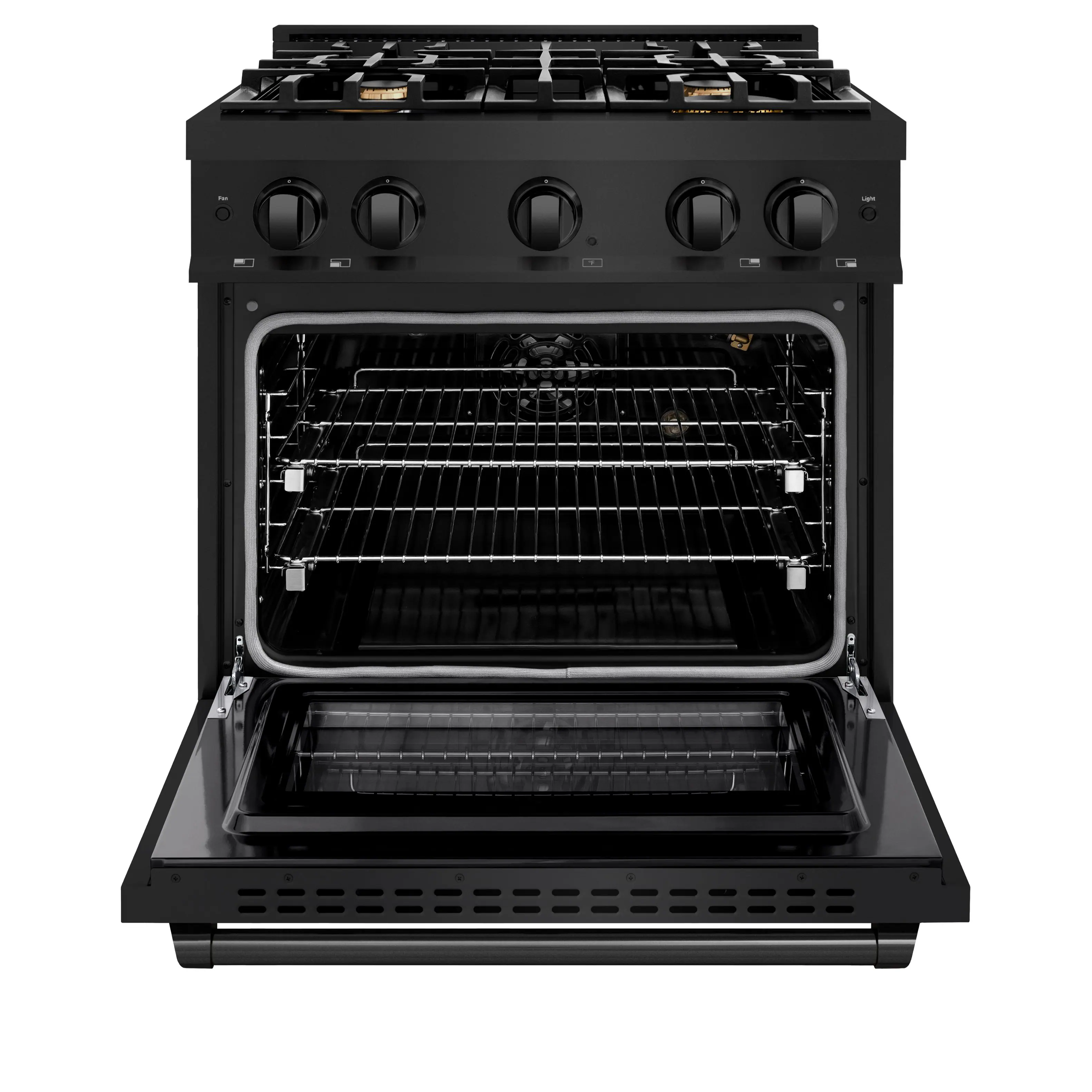 Alt View 1. ZLINE - ZLINE 30 in. 4.2 cu. ft. Freestanding Select Gas Range w/ Convection Oven in Black Stainless & 4 Brass Burners - Black Stainless Steel.