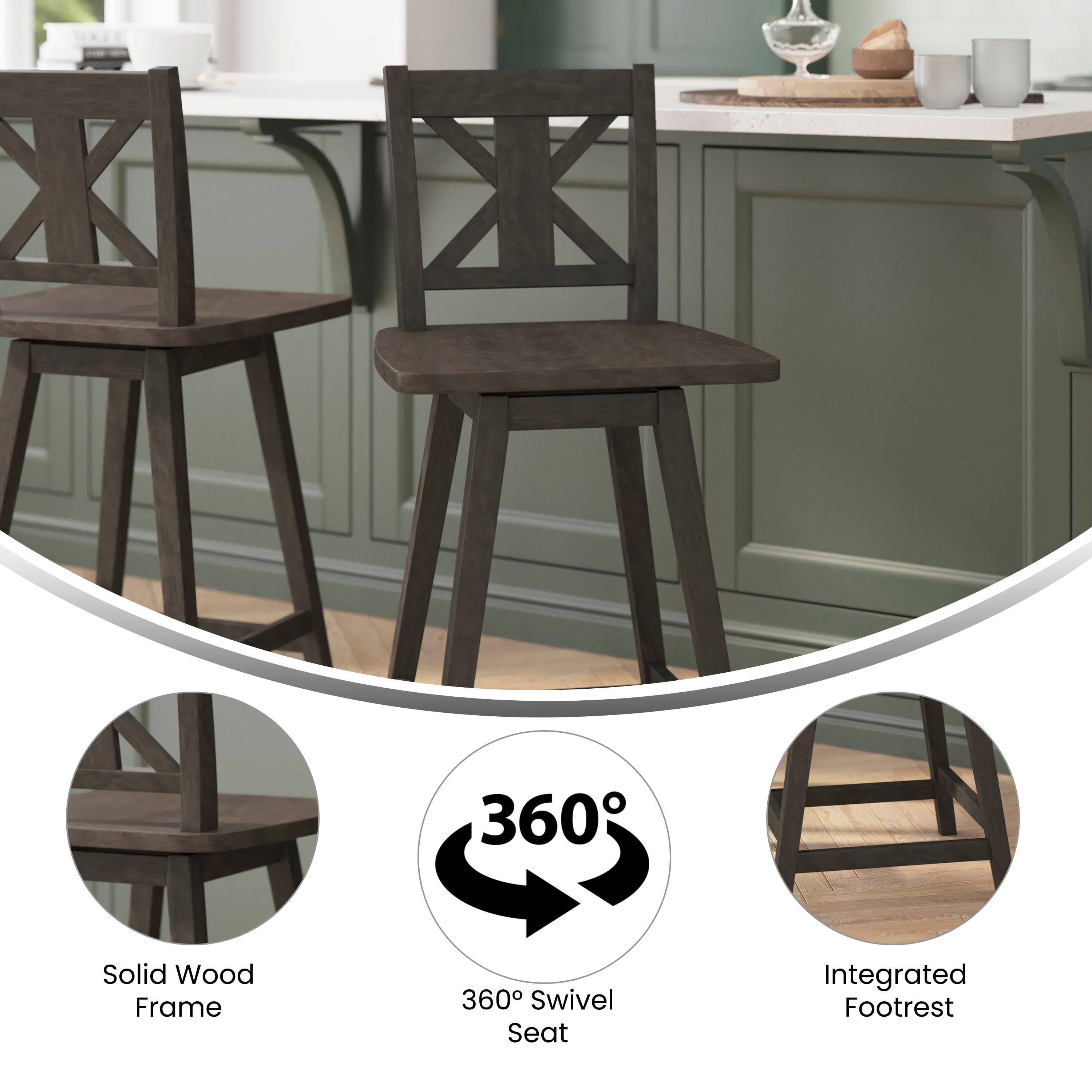 360° Swivel Seat  
Solid Wood Frame  
Integrated Footrest